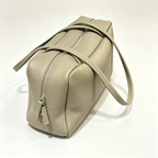 The Row Astra Small Boston Bag | 30cm Pebbled Lambskin Barrel Bag | Sage Green Leather Handbag