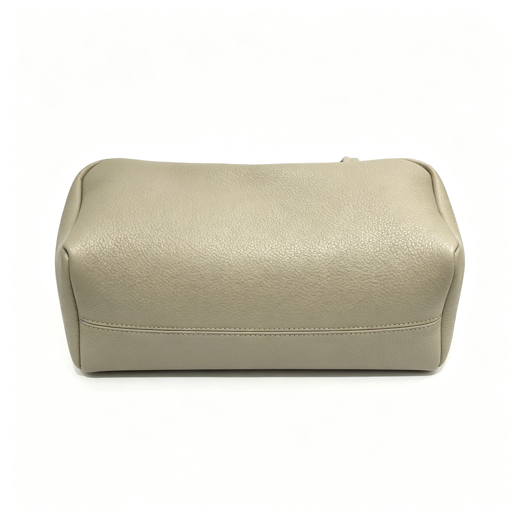 The Row Astra Small Boston Bag | 30cm Pebbled Lambskin Barrel Bag | Sage Green Leather Handbag