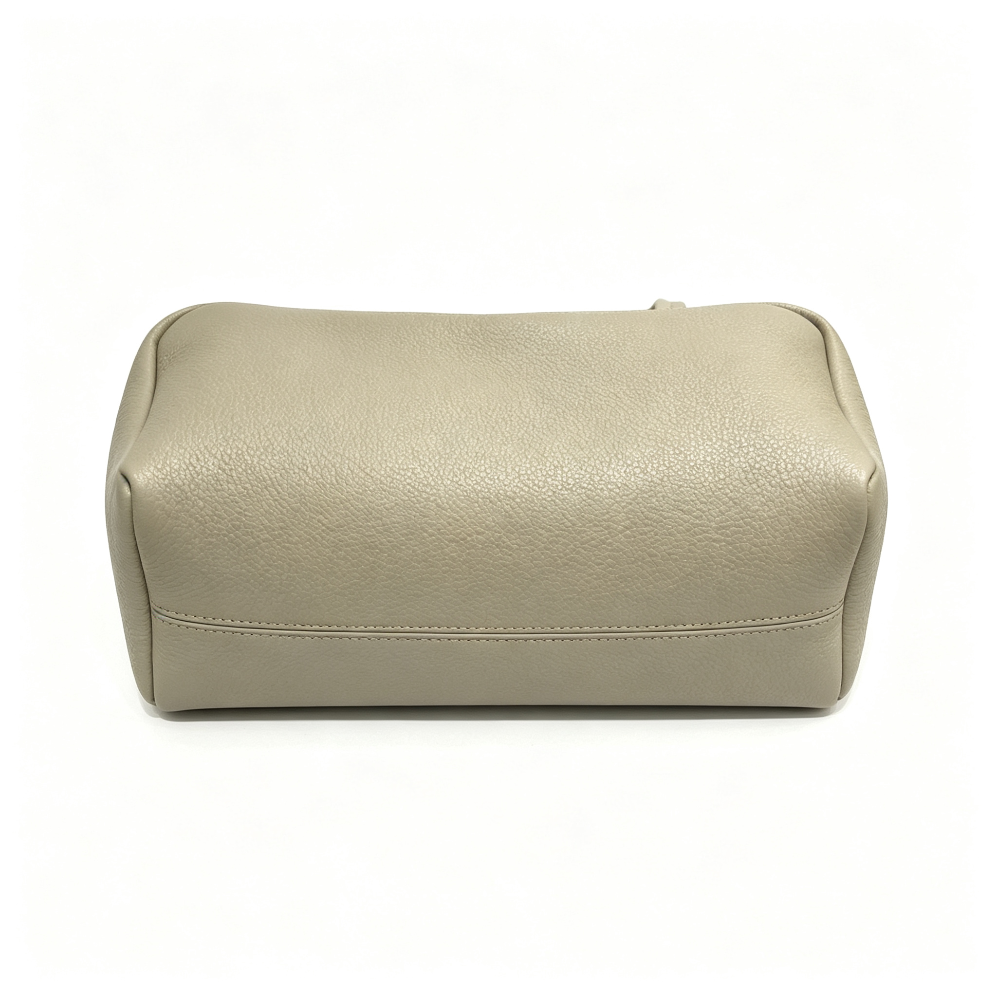 The Row Astra Small Boston Bag | 30cm Pebbled Lambskin Barrel Bag | Sage Green Leather Handbag