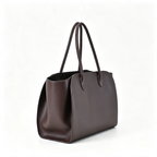 The Row Marlo Leather Tote Bag | 35.5cm Minimalist Top Handle Tote | Dark Brown Structured Handbag