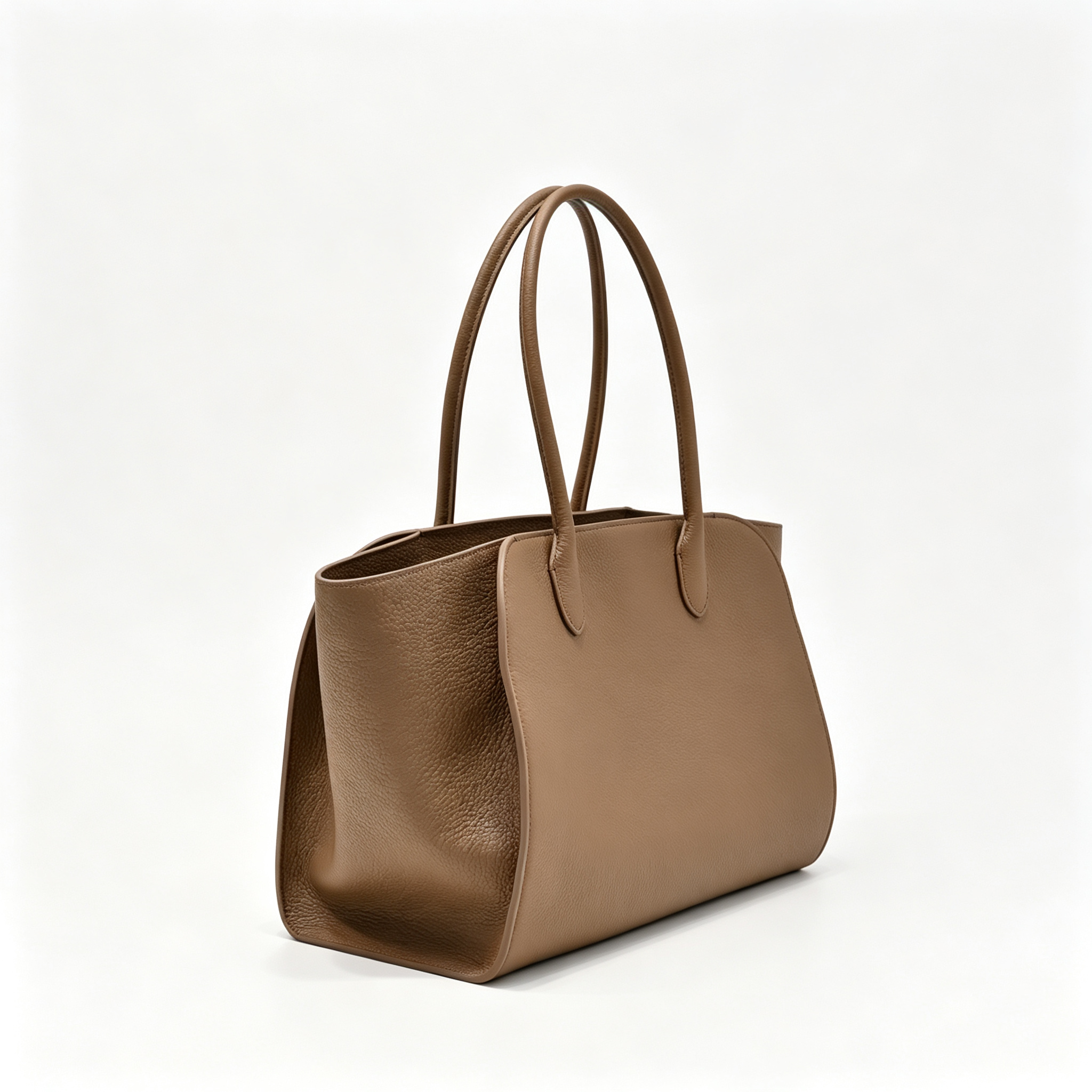 The Row Marlo 14 Premium Textured Leather Tote | Large Capacity Shoulder Bag | Elephant Grey Commuter Bag