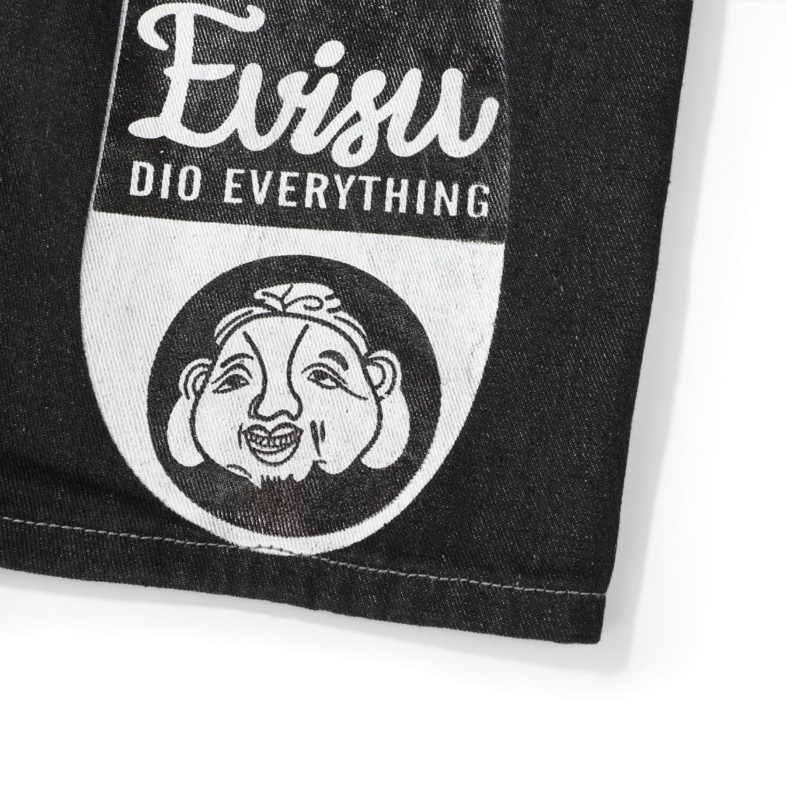 EVISU Denim Shorts featuring Daruma Print and Embroidered "Big M"