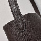 The Row N/S Park Large Tote Bag | 38cm Grained Calfskin Leather Bucket Bag | Espresso/Dark Brown