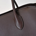 The Row Marlo Leather Tote Bag | 35.5cm Minimalist Top Handle Tote | Dark Brown Structured Handbag