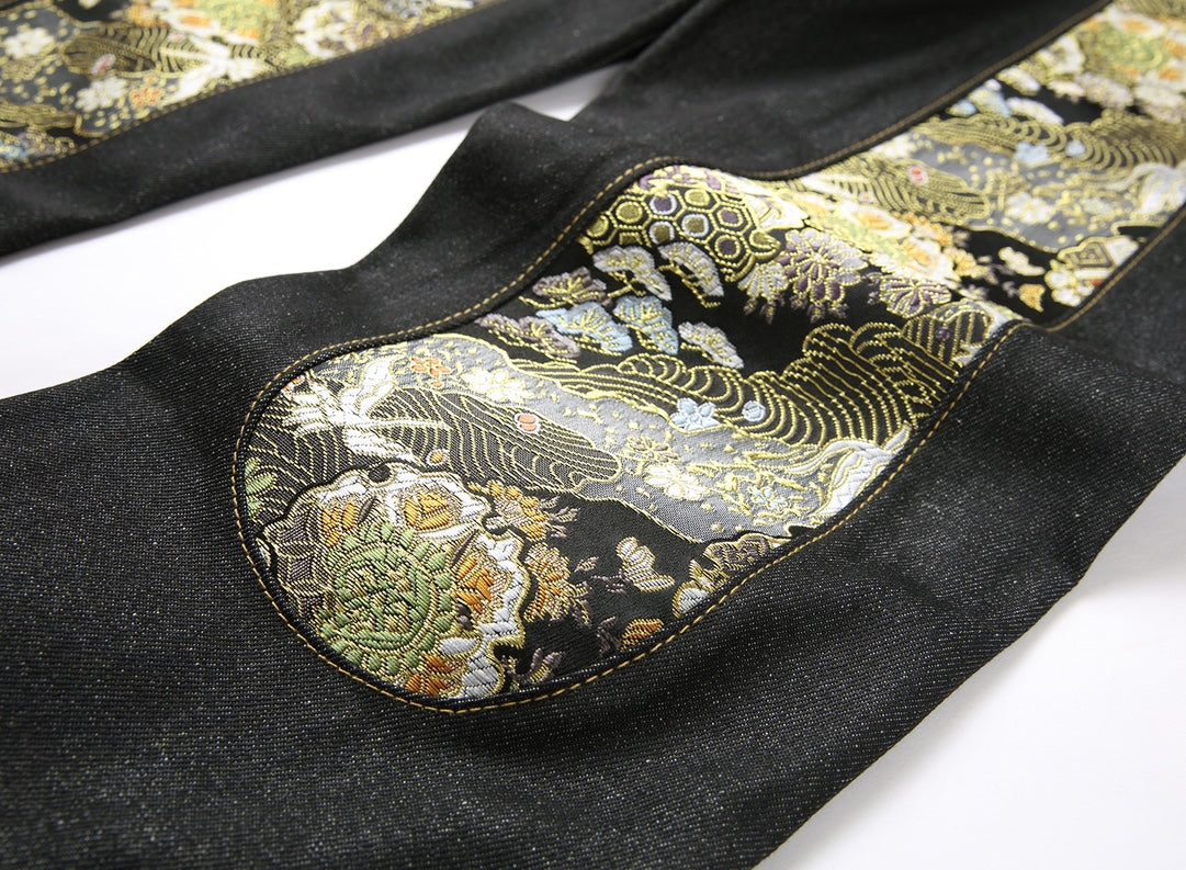 Evisu Men's "Dragon & Floral" Ukiyo-e Embroidered Jeans – Raw Denim Japanese Streetwear