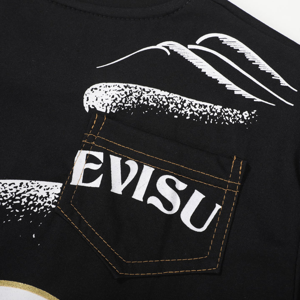 EVISU "Multi-Pocket & Gold Foil 'Big M'" Series Short-Sleeve T-Shirt