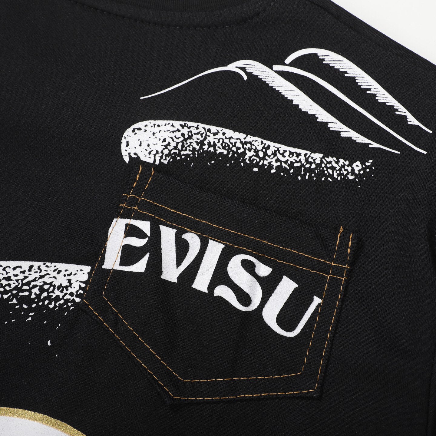 EVISU "Multi-Pocket & Gold Foil 'Big M'" Series Short-Sleeve T-Shirt
