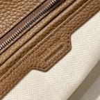 The Row Margaux 10 Satchel Bag | 30cm Pebbled Caviar Leather Tote | Taupe Structured Handbag
