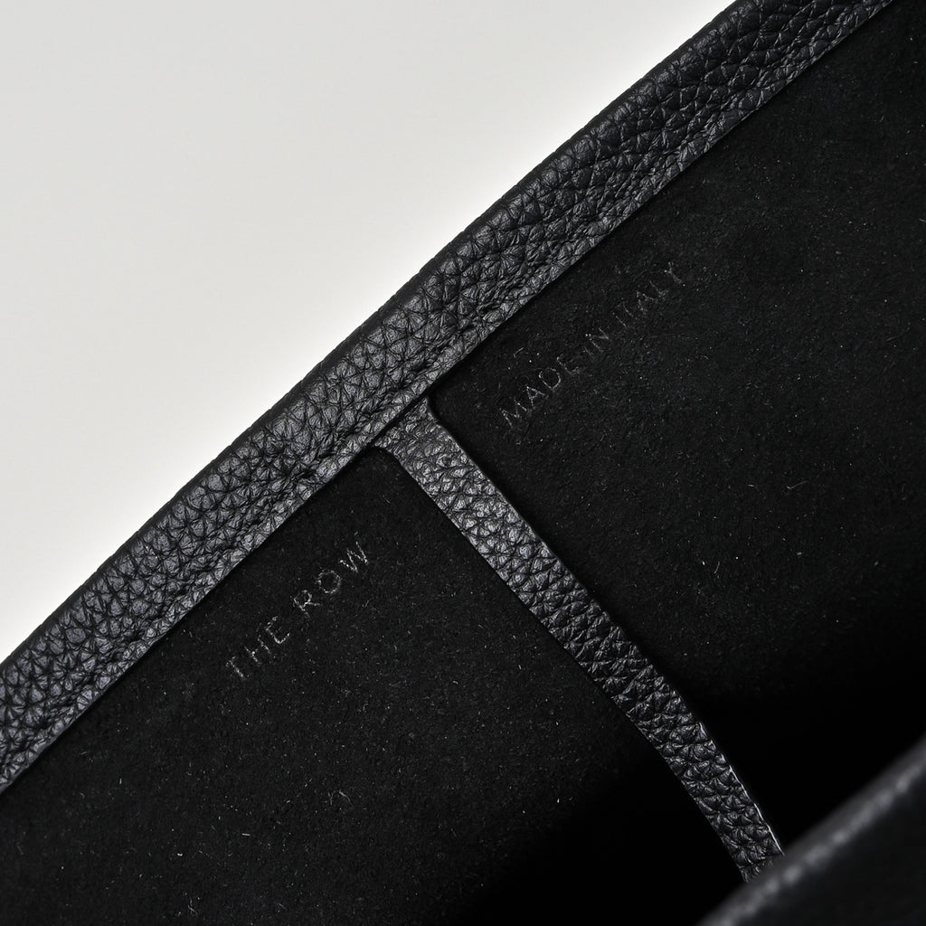The Row N/S Park Medium Tote Bag | 30cm Pebbled Calfskin Bucket Bag | Black Leather Shoulder Tote