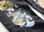 Evisu Men's "Dragon & Tiger" Ukiyo-e Embroidered Jeans – Raw Denim Japanese Streetwear