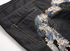 Evisu Men's "Great Wave" Ukiyo-e Embroidered Jeans – Raw Denim Japanese Streetwear