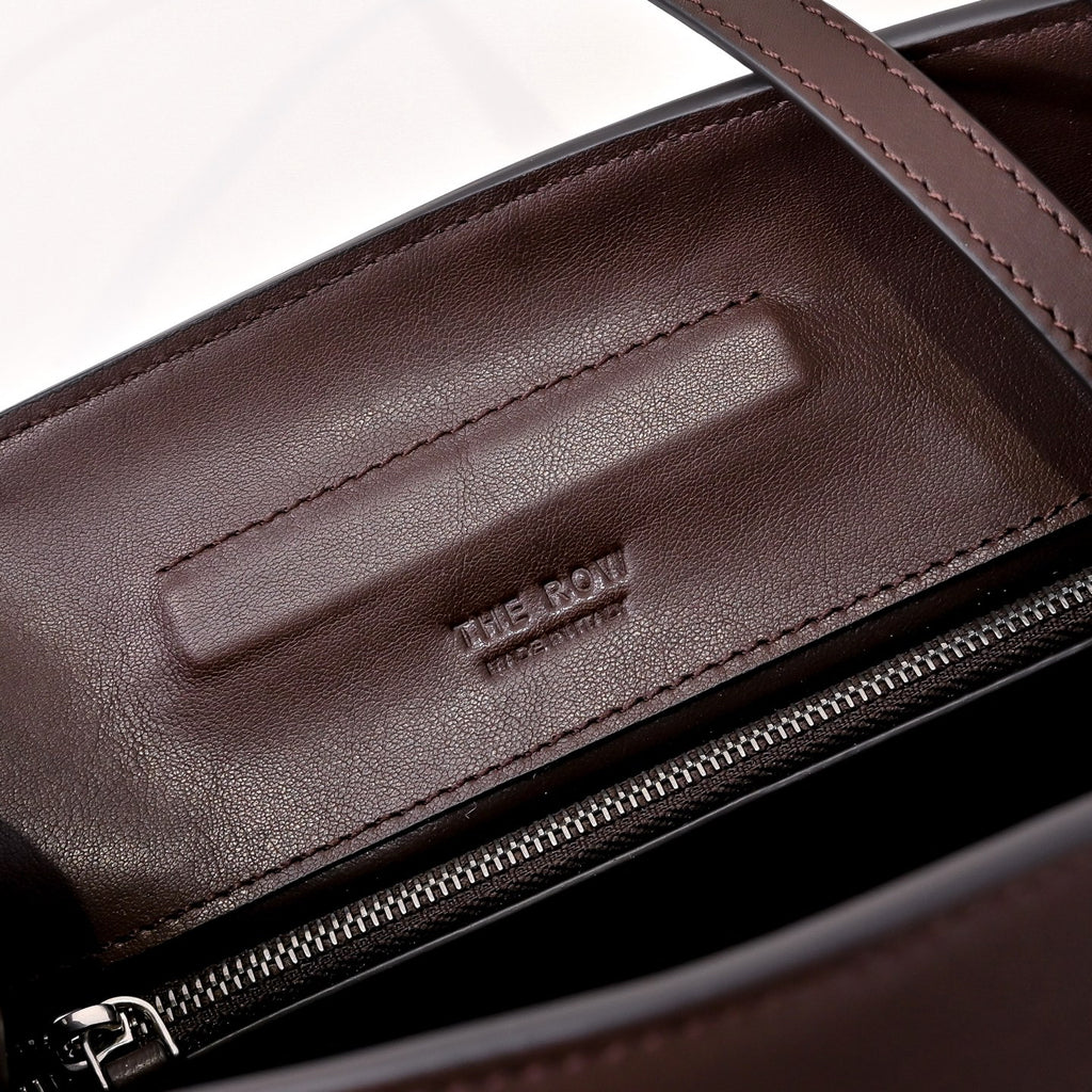 The Row Peggy Clutch Bag | Masoni Bridle Leather Shoulder Bag | Dark Chocolate Detachable Strap Crossbody