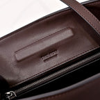 The Row Peggy Clutch Bag | Masoni Bridle Leather Shoulder Bag | Dark Chocolate Detachable Strap Crossbody