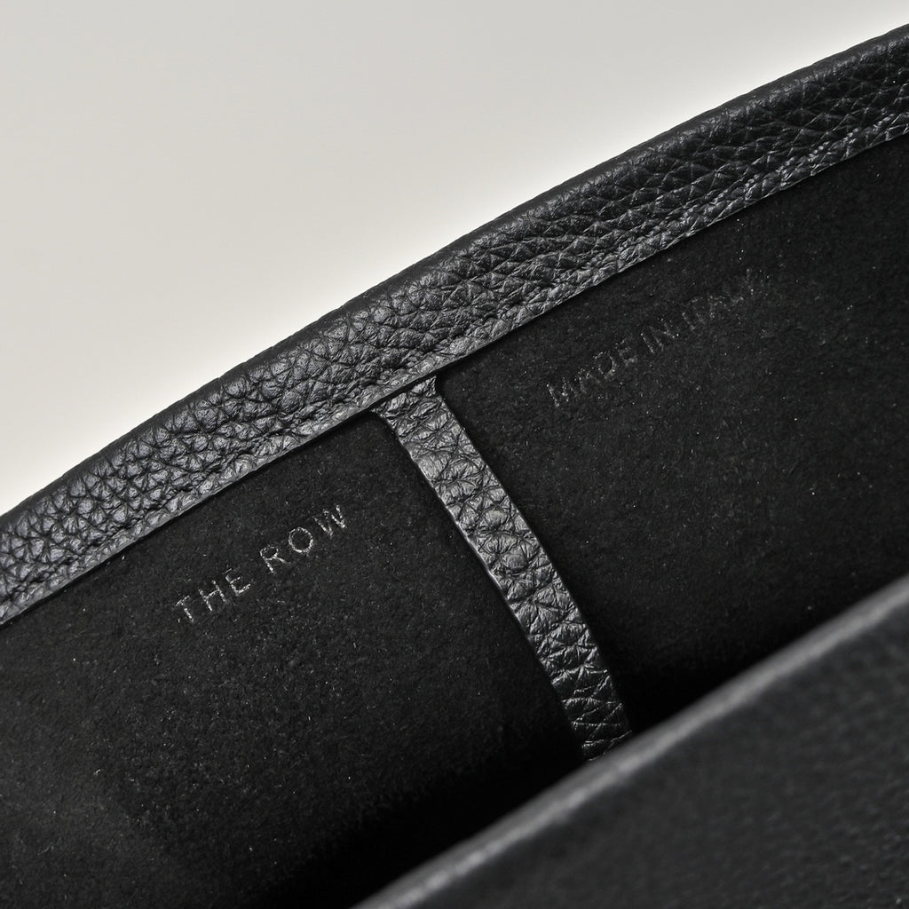 The Row N/S Park Small Tote Bag | 20cm Pebbled Calfskin Bucket Bag | Black Leather Shoulder Tote