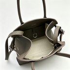 The Row Margaux 10 Mini Grained Leather Bag | 26cm Matte Calfskin Top Handle Tote | Stone Grey Margaux Handbag