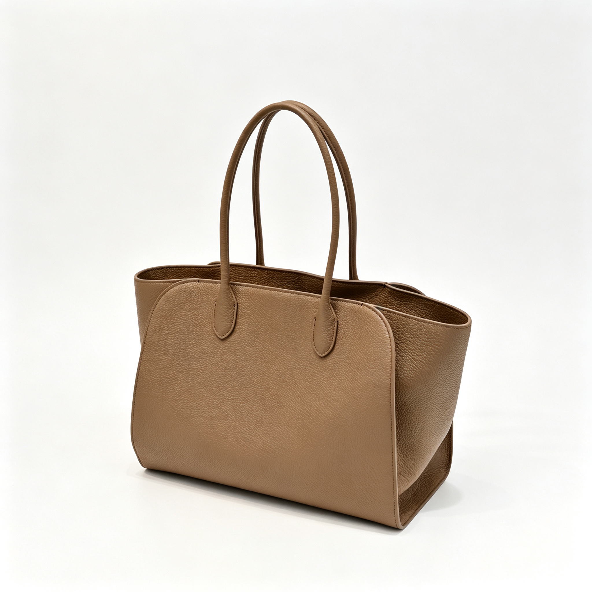 The Row Marlo 14 Premium Textured Leather Tote | Large Capacity Shoulder Bag | Elephant Grey Commuter Bag