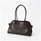 The Row Margaux 15 Smooth Calfskin Handbag | Large Leather Tote with Side Buckles | Black / Dark Chocolate
