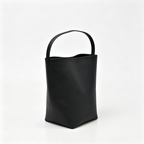 The Row Park Bucket Bag Large | 38cm Pebbled Calfskin Water Bucket Tote | Black Shoulder Bag