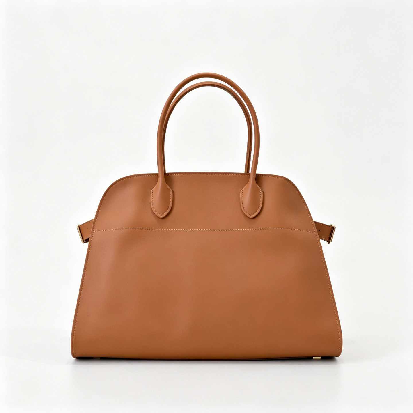 The Row Margaux 17 Large Bag | 38.5cm Smooth Calfskin Leather Top Handle Bag | Tan/Caramel Margaux Tote