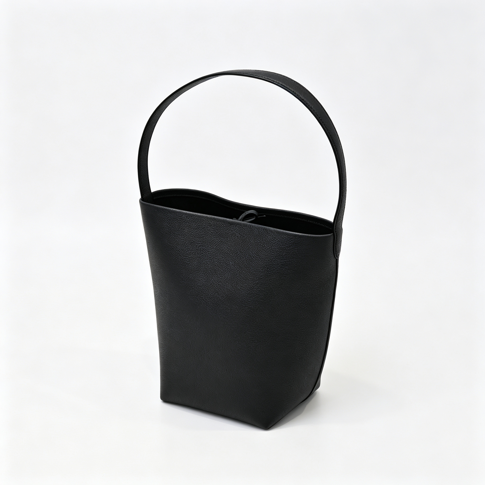 The Row N/S Park Medium Tote Bag | 30cm Pebbled Calfskin Bucket Bag | Black Leather Shoulder Tote