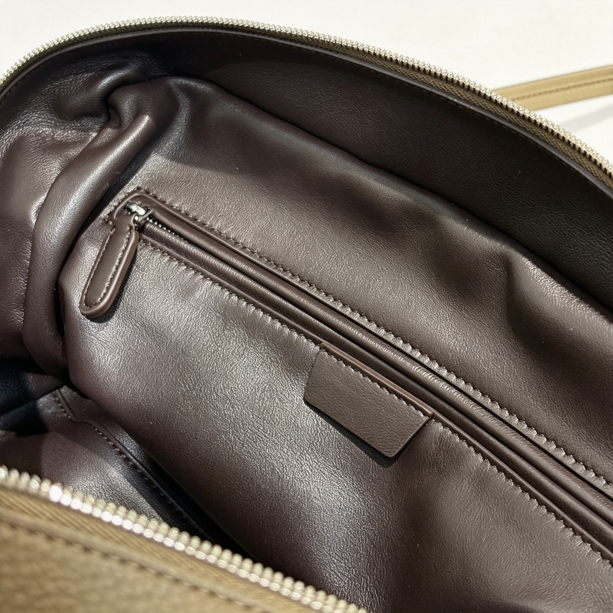 The Row Astra Small Boston Bag | 30cm Pebbled Lambskin Barrel Bag | Sage Green Leather Handbag