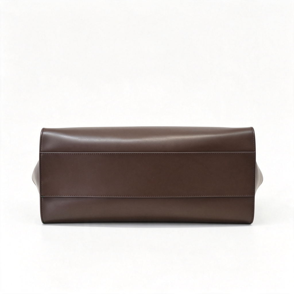 The Row Marlo 12 Leather Tote Bag | 43cm Smooth Calfskin Large Handbag | Dark Brown Structured Commuter Tote
