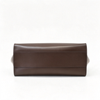The Row Marlo 12 Leather Tote Bag | 43cm Smooth Calfskin Large Handbag | Dark Brown Structured Commuter Tote
