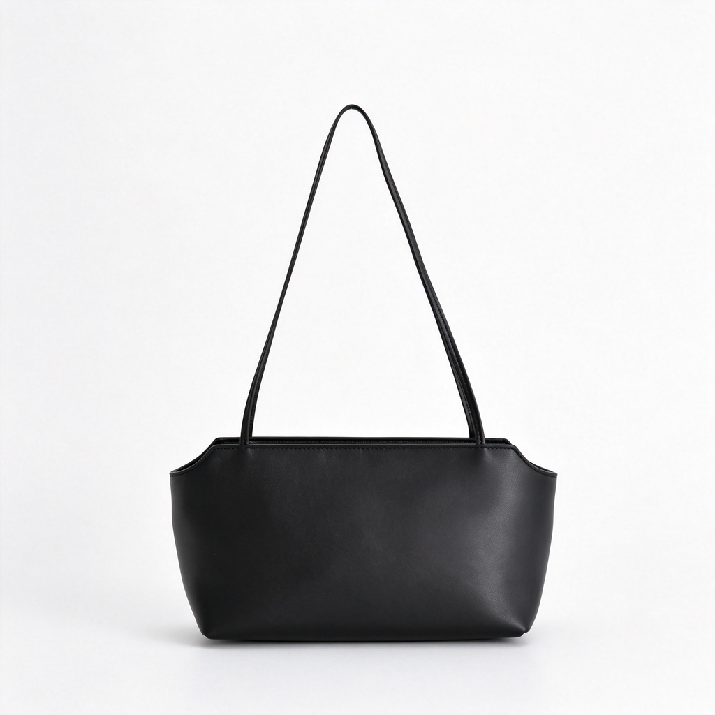 The Row Terrasse To Go Mini Shoulder Bag | 27cm Soft Lambskin Underarm Bag | Black Minimalist Handbag