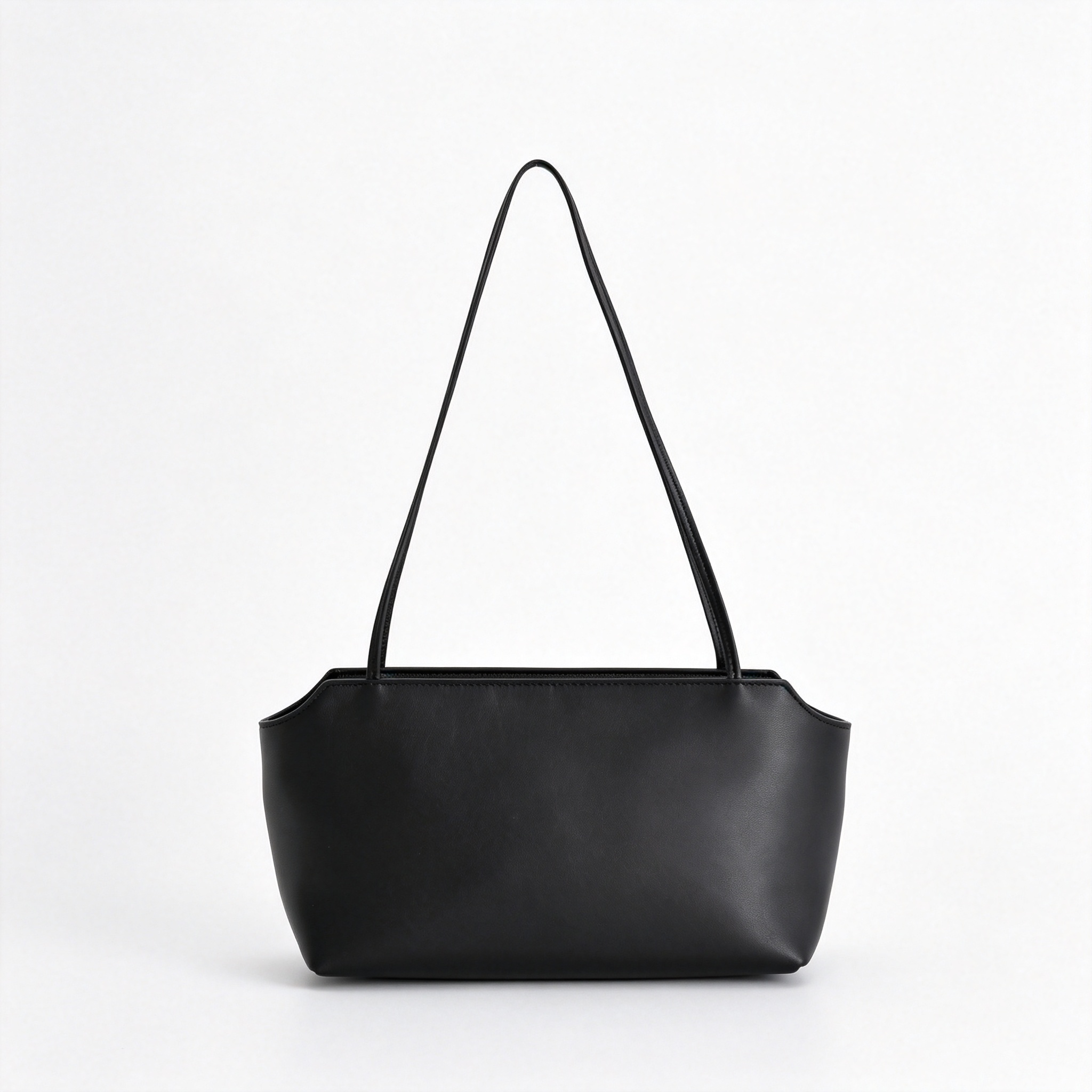 The Row Terrasse To Go Mini Shoulder Bag | 27cm Soft Lambskin Underarm Bag | Black Minimalist Handbag