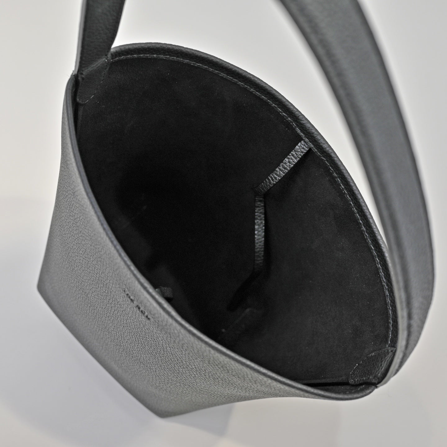 The Row N/S Park Small Tote Bag | 20cm Pebbled Calfskin Bucket Bag | Black Leather Shoulder Tote