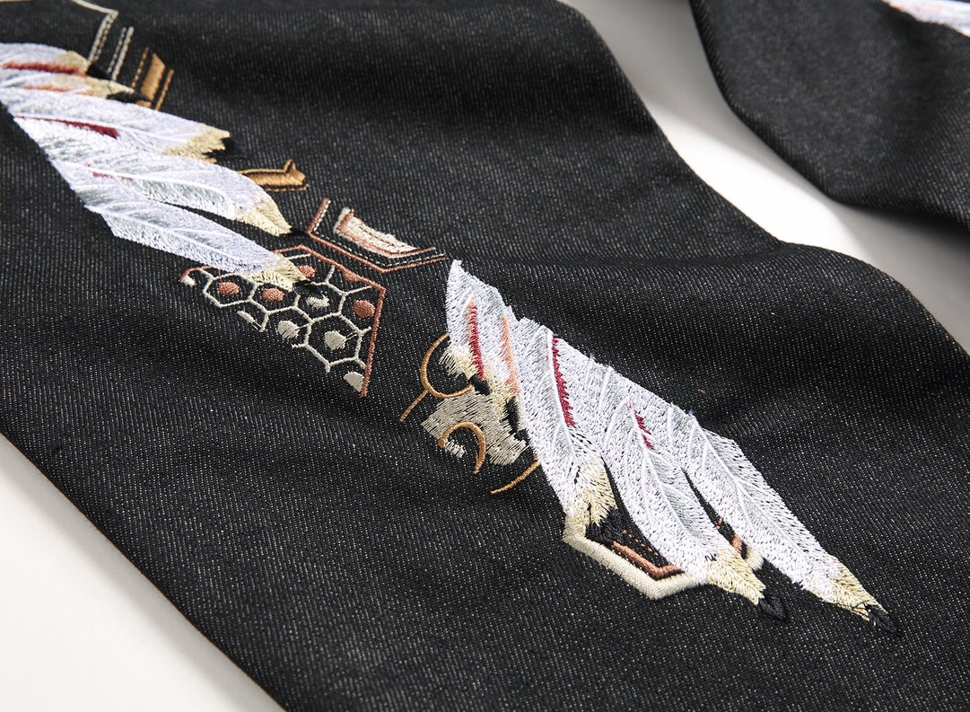 Evisu Men's "Wings" Embroidered Jeans – Raw Denim Japanese Streetwear
