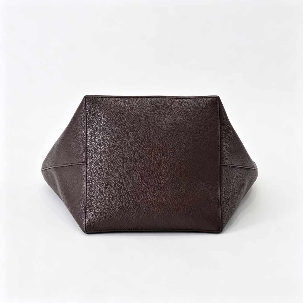 The Row XL Park Tote Bag | 50cm Pebbled Leather Large Tote with Pouch | Espresso Brown Handbag