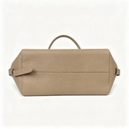 The Row EW Bowling Leather Handbag | 40cm Pebbled Leather Shoulder Bag | Taupe Commuter Tote