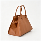 The Row Margaux 17 Large Bag | 38.5cm Smooth Calfskin Leather Top Handle Bag | Tan/Caramel Margaux Tote