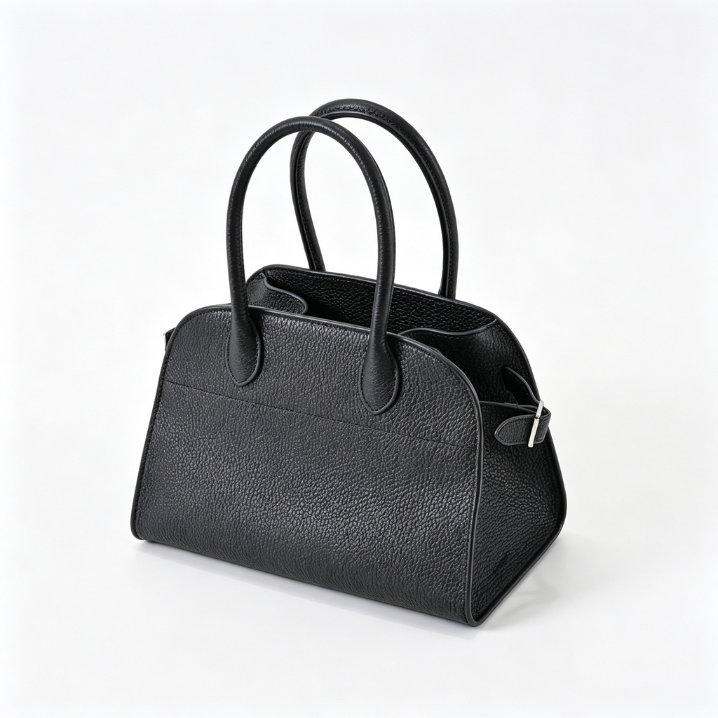 The Row Soft Margaux 12 Leather Tote Bag | Large Capacity Commuter Handbag with Detachable Strap | Women's Designer Shoulder Bag