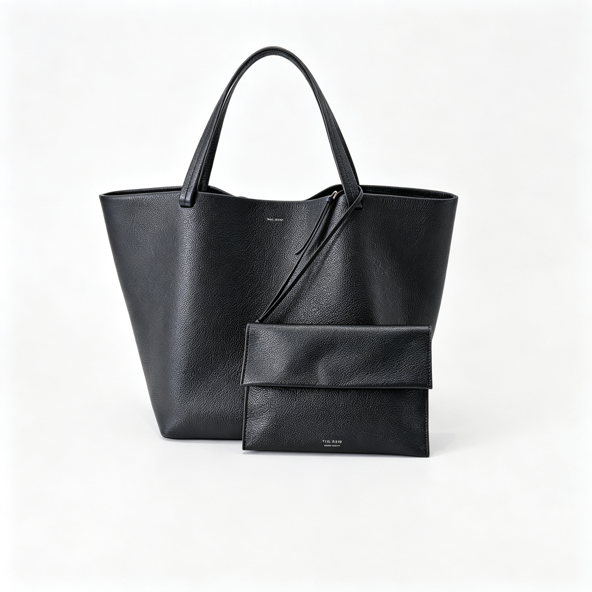 The Row Park Large Tote Bag | 50cm Pebbled Leather Tote | Black Minimalist Handbag