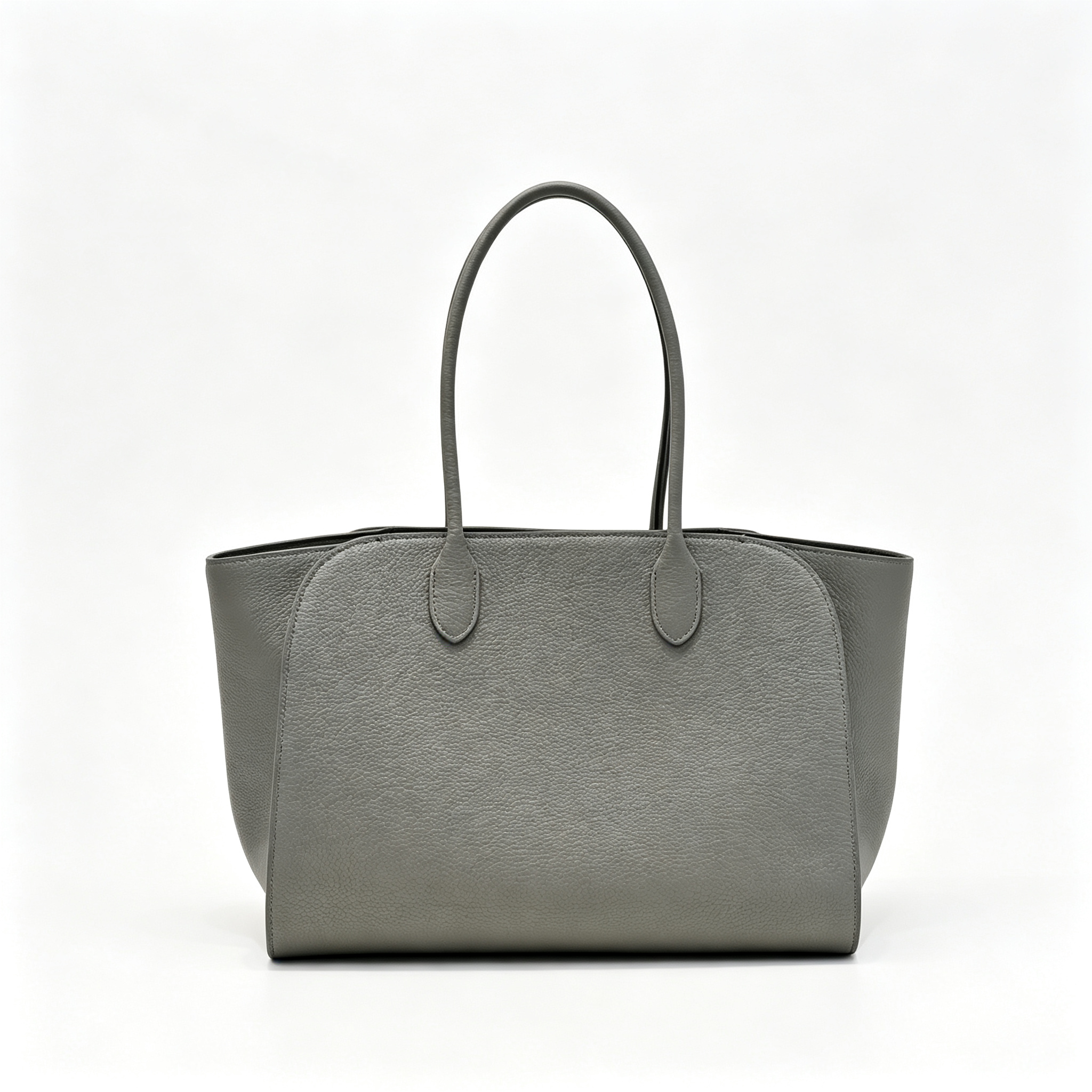 The Row Marlo 14 Premium Textured Leather Tote | Large Capacity Shoulder Bag | Elephant Grey Commuter Bag