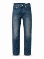 EVISU 22AW Deconstructed Patchwork Big M Straight-Leg Jeans – Vintage Denim Streetwear for Men