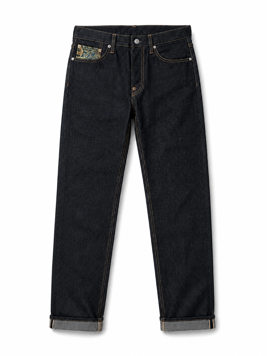Evisu Men's Multi-Pocket Brocade Jeans - Japanese Streetwear with Kogin Embroidery & Raw Denim