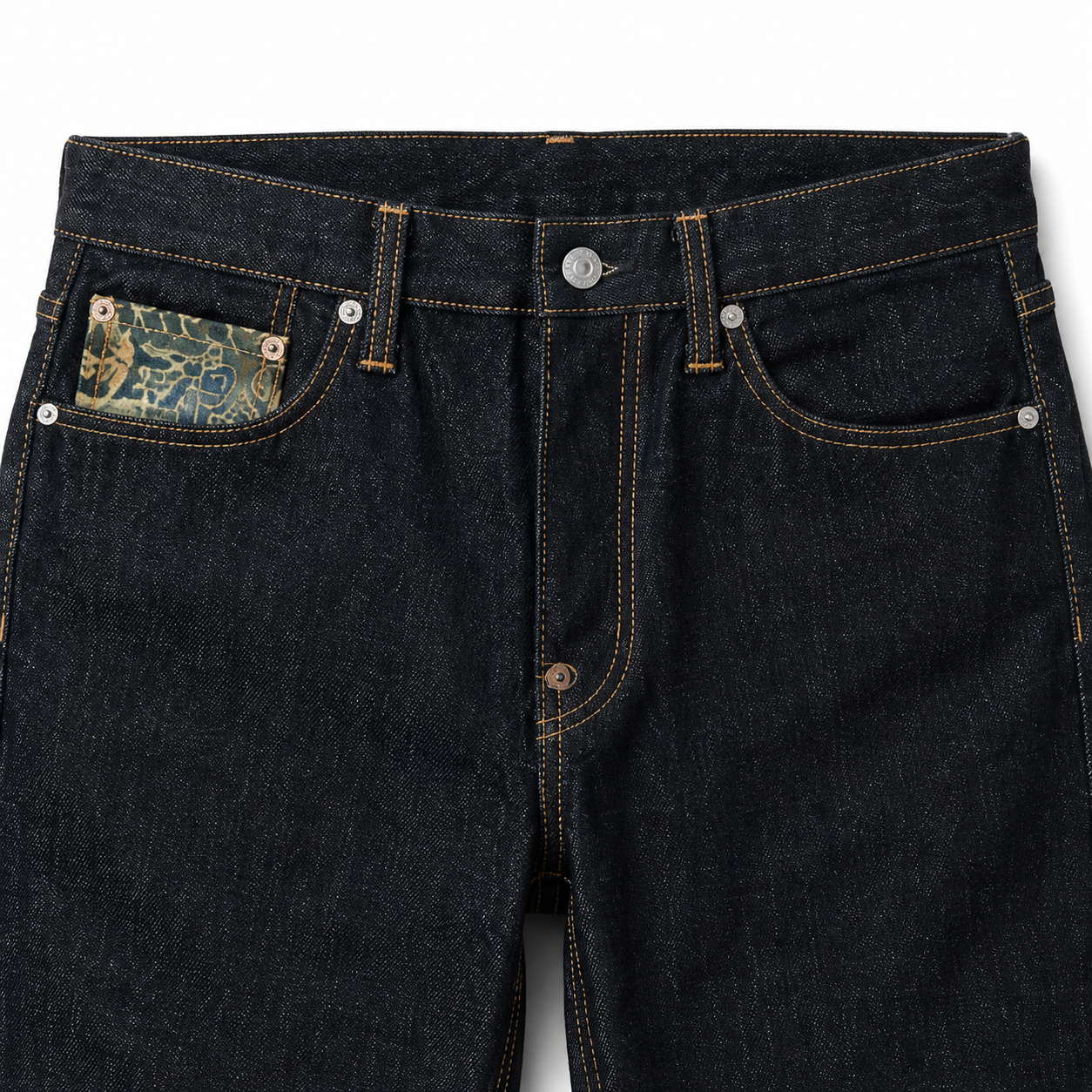 Evisu Men's Multi-Pocket Brocade Jeans - Japanese Streetwear with Kogin Embroidery & Raw Denim
