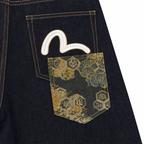Evisu Men's Multi-Pocket Brocade Jeans - Japanese Streetwear with Kogin Embroidery & Raw Denim