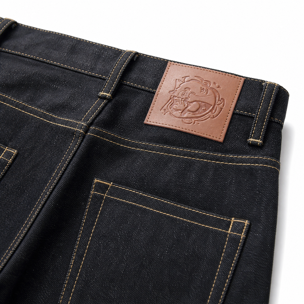 Evisu Men's Tiger Wave Big M Jeans - Raw Denim Japanese Streetwear