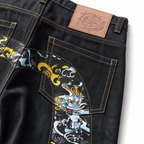 Evisu Men's Tiger Wave Big M Jeans - Raw Denim Japanese Streetwear