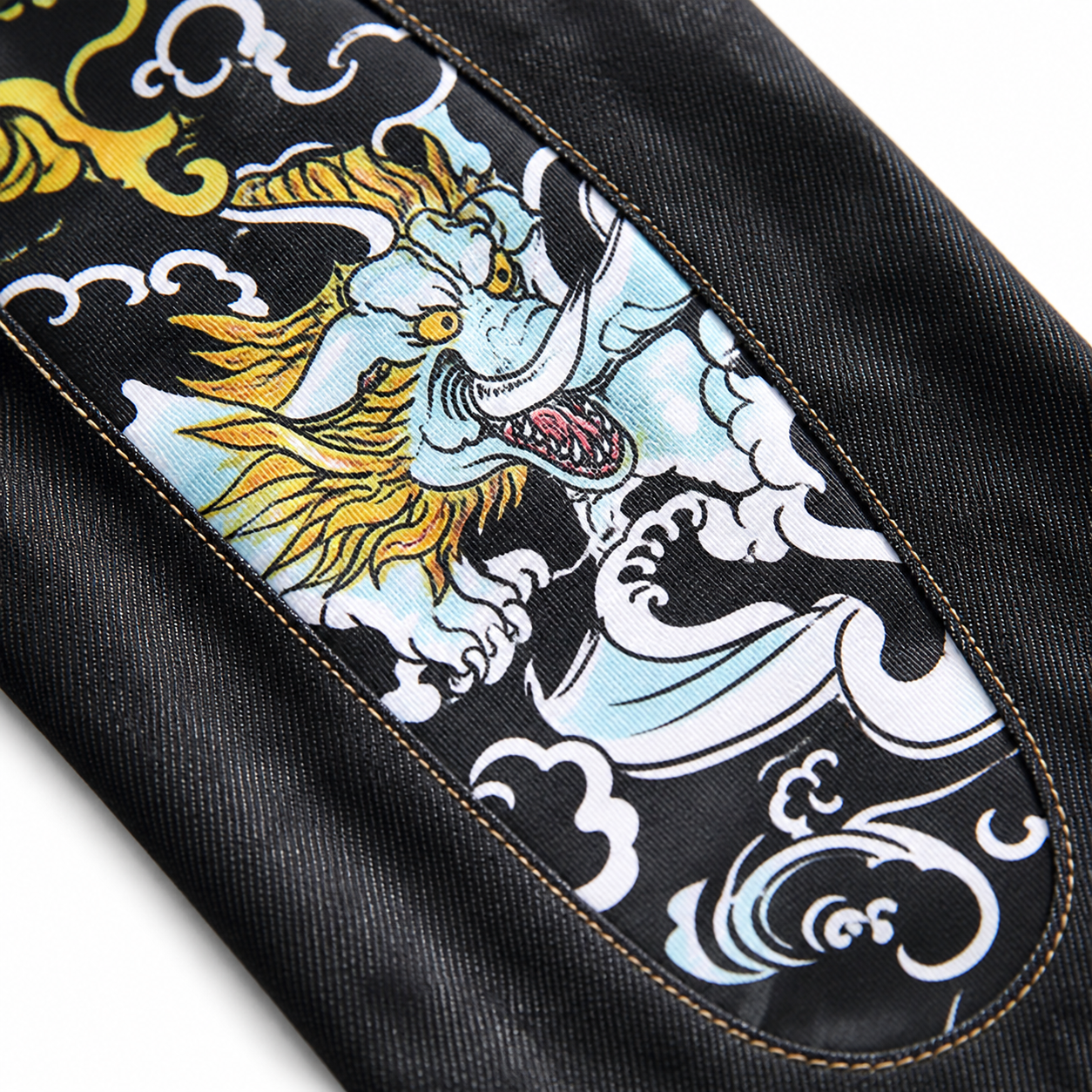 Evisu Men's Tiger Wave Big M Jeans - Raw Denim Japanese Streetwear