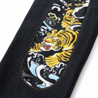 Evisu Men's Tiger Wave Big M Jeans - Raw Denim Japanese Streetwear
