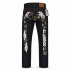 Evisu Men's Wing & Geometric Print Jeans - Japanese Streetwear Raw Denim