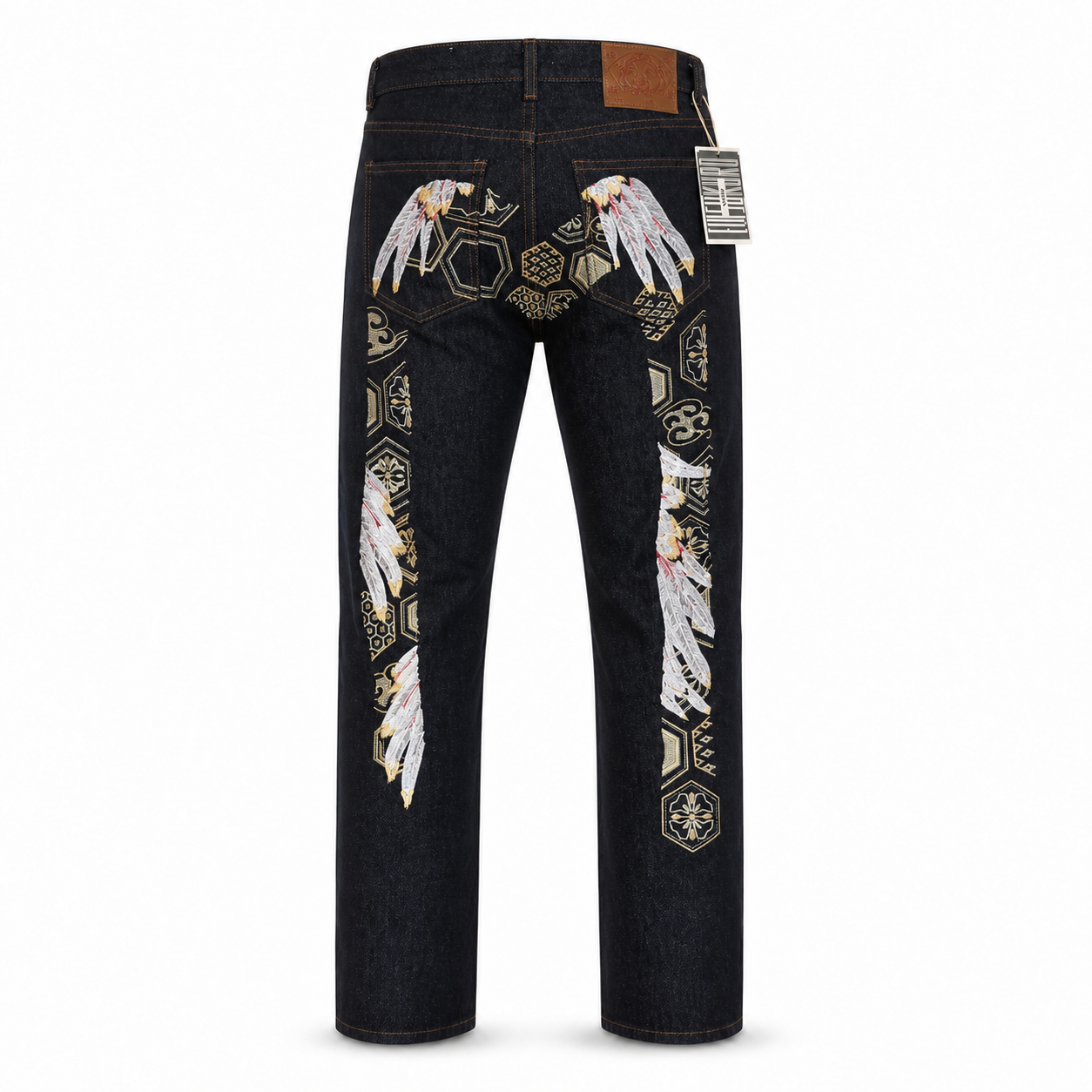 Evisu Men's Wing & Geometric Print Jeans - Japanese Streetwear Raw Denim