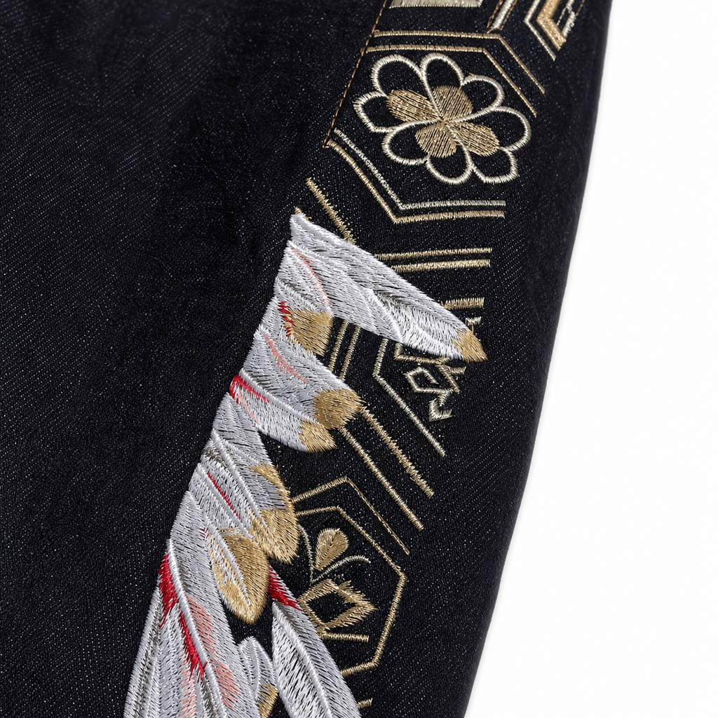 Evisu Men's Wing & Geometric Print Jeans - Japanese Streetwear Raw Denim