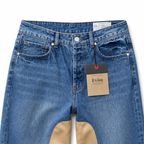 Evisu Men's "Leather Panel" Wide-Leg Jeans – Blue Wash Japanese Denim