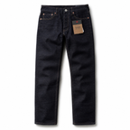 Evisu Men's Classic "Small M" Seagull Logo Raw Denim Jeans – Dark Wash Japanese Streetwear